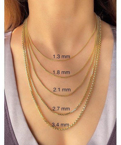 14K Real Gold Round Box Chain 1.3mm 1.8mm 2.1mm 2.7mm 3.4mm Yellow and White Real Gold Chains For Men Diamond Cut Link Chain ...