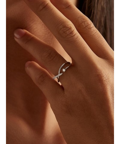 Silver Rings for Women, Stackable Thin Rings for Women Cubic Zirconia Ring Silver Open Infinity Crossover Rings for Teen Girl...