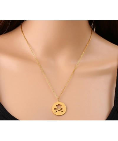 Chef Hat Spoon Fork Round Pendant Necklace Fashion Cooking Jewelry Gold $10.38 Necklaces