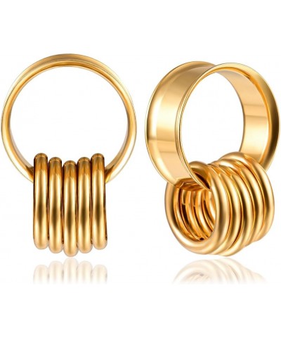 2PCS 316 Stainless Steel Fashion Ear Plugs Tunnels Matching Nose Rings Stretcher Studs Body Piercing Jewelry 22mm(7/8") Gold ...