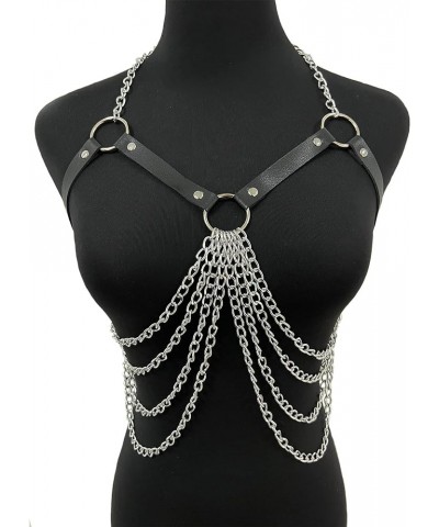 Black Leather Body Chain Punk Belly Waist Chain Sexy Layered Belt Gothic Strappy Rave Night Club Party Body Accessory Jewelry...