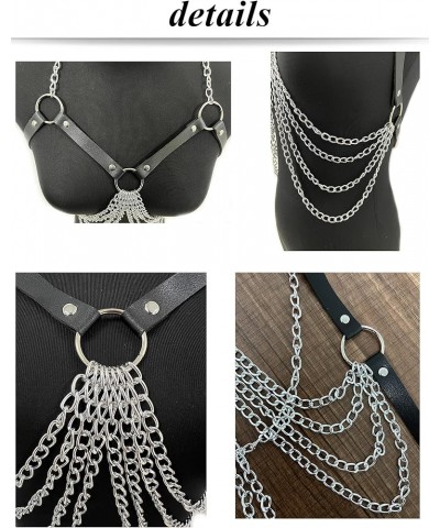 Black Leather Body Chain Punk Belly Waist Chain Sexy Layered Belt Gothic Strappy Rave Night Club Party Body Accessory Jewelry...