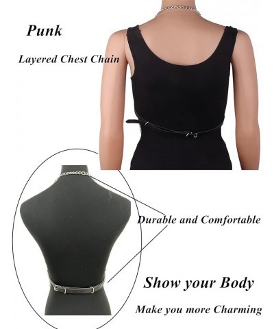 Black Leather Body Chain Punk Belly Waist Chain Sexy Layered Belt Gothic Strappy Rave Night Club Party Body Accessory Jewelry...