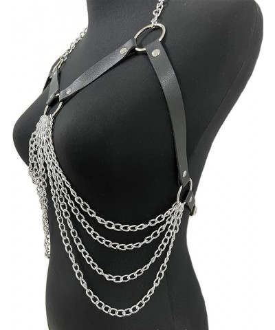 Black Leather Body Chain Punk Belly Waist Chain Sexy Layered Belt Gothic Strappy Rave Night Club Party Body Accessory Jewelry...