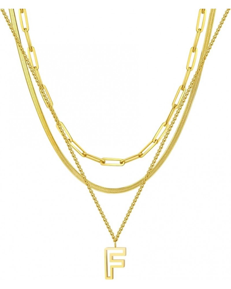 14K Gold Necklace For Women Trendy, Initial Layered Necklaces For Women Dainty Snake Chain Jewlery Gift F $8.69 Necklaces