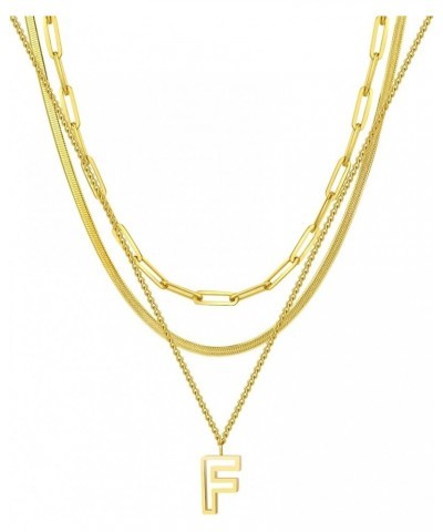 14K Gold Necklace For Women Trendy, Initial Layered Necklaces For Women Dainty Snake Chain Jewlery Gift F $8.69 Necklaces