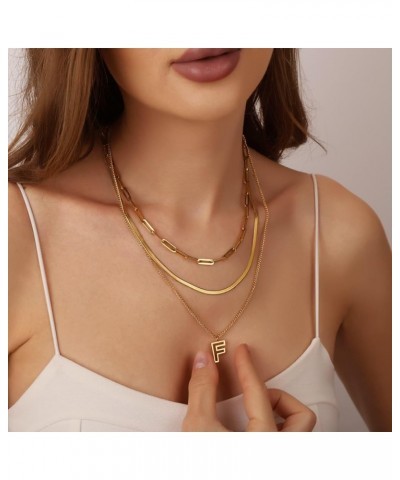 14K Gold Necklace For Women Trendy, Initial Layered Necklaces For Women Dainty Snake Chain Jewlery Gift F $8.69 Necklaces