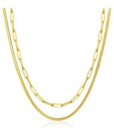 14K Gold Necklace For Women Trendy, Initial Layered Necklaces For Women Dainty Snake Chain Jewlery Gift F $8.69 Necklaces