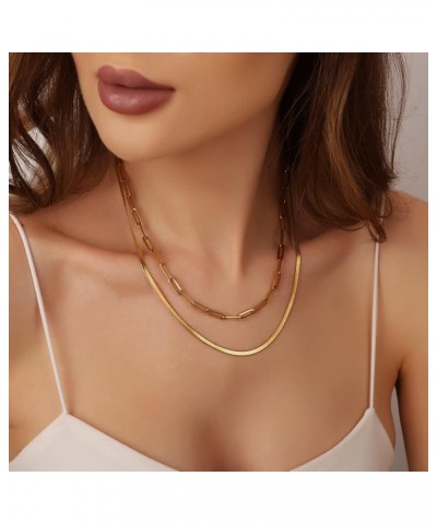 14K Gold Necklace For Women Trendy, Initial Layered Necklaces For Women Dainty Snake Chain Jewlery Gift F $8.69 Necklaces