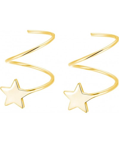 925 Sterling Silver Star Earrings for Women Teen Girls Fashion Star Wrap Earrings C-Gold Plated $9.68 Earrings