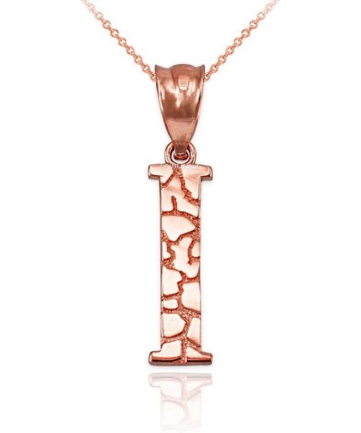 10K Rose Gold Nugget Initial Letter Alphabet Necklace 22.0 Inches Letter I $34.71 Necklaces