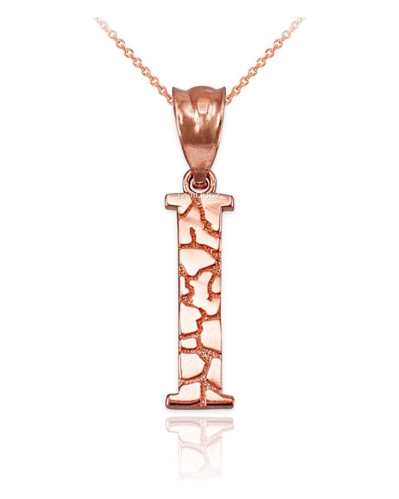 10K Rose Gold Nugget Initial Letter Alphabet Necklace 22.0 Inches Letter I $34.71 Necklaces