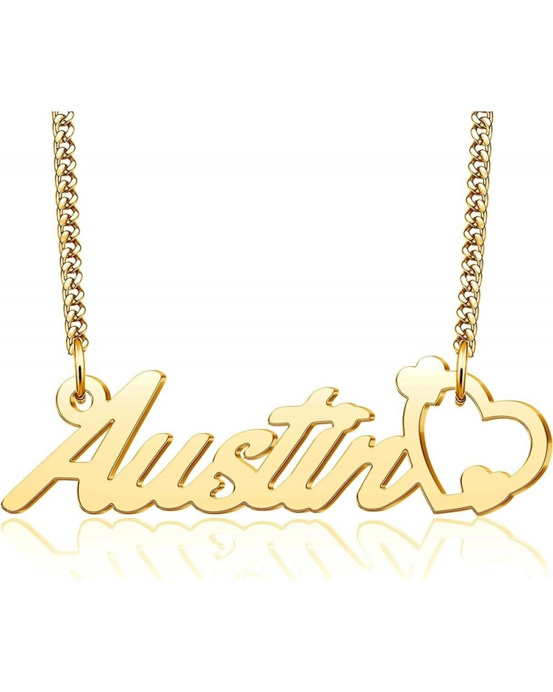 Heart Name Necklace Personalized 18K Gold Plated Nameplate Customized Jewelry for Women with Curb Link Chain Austin $9.17 Nec...