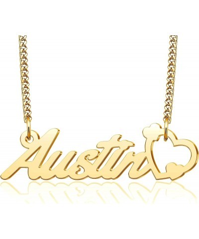 Heart Name Necklace Personalized 18K Gold Plated Nameplate Customized Jewelry for Women with Curb Link Chain Austin $9.17 Nec...