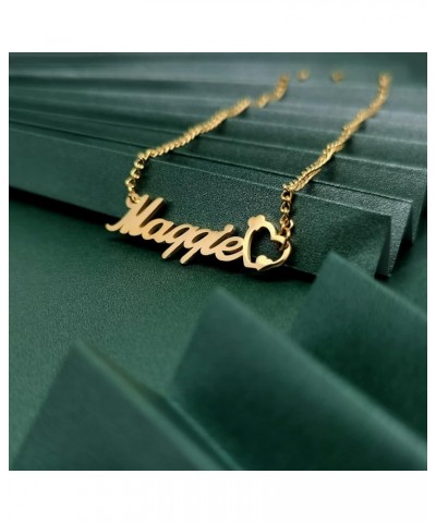 Heart Name Necklace Personalized 18K Gold Plated Nameplate Customized Jewelry for Women with Curb Link Chain Austin $9.17 Nec...