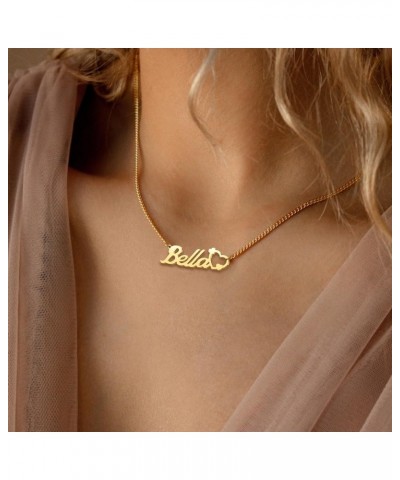 Heart Name Necklace Personalized 18K Gold Plated Nameplate Customized Jewelry for Women with Curb Link Chain Austin $9.17 Nec...