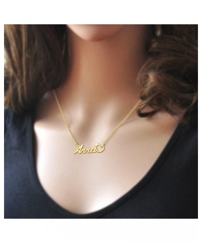 Heart Name Necklace Personalized 18K Gold Plated Nameplate Customized Jewelry for Women with Curb Link Chain Austin $9.17 Nec...