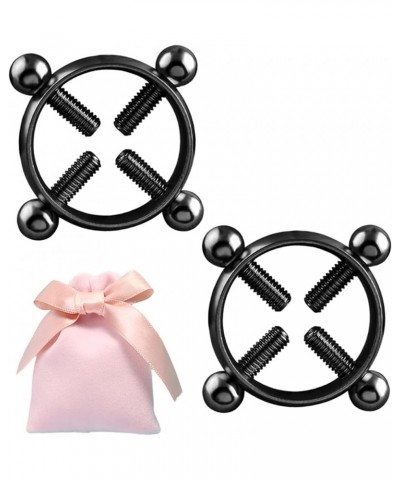 2 Pack Nipple Clamps Rings for Women - Stainless Steel Non-Piercing Nipple Jewelry Sexy Body Nipple Jewelry with 4pcs Adjusta...