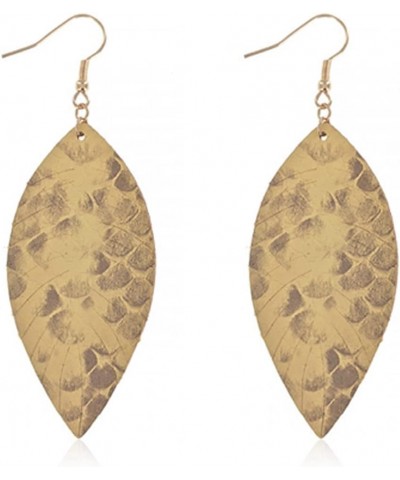 Bohemian Lightweight Faux Exotic Leather Geometric Drop Earrings - Hook Dangles Snake Skin Print Marquise Leaf, Python, Croc ...