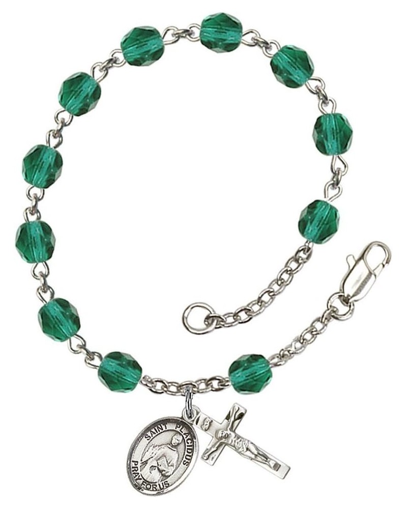 December Birth Month Bead Rosary Bracelet with Patron Saint Petite Charm, 7 1/2 Inch Saint Placidus $39.85 Bracelets