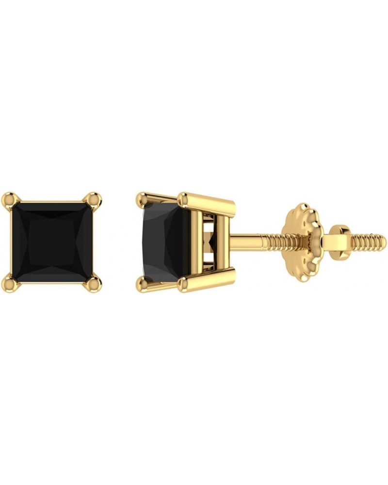 Black Diamond Stud Earrings for Women Men Princess Cut 14K Gold Gift Box Authenticity Cards Yellow Gold 1.0 carats $59.16 Ear...