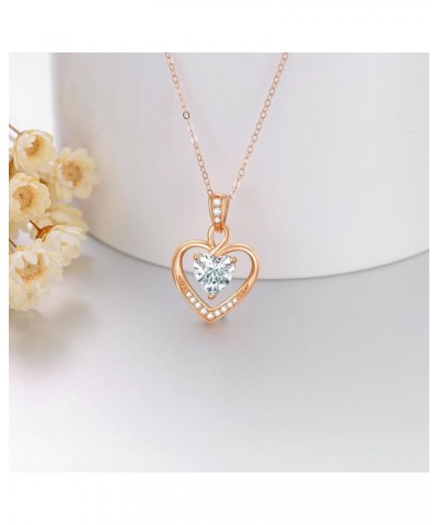 Classic 14K Gold Heart Necklace for Women, Dainty Gold Love Heart Pendant with Sparkling Created Diamond Forever Love Jewelry...