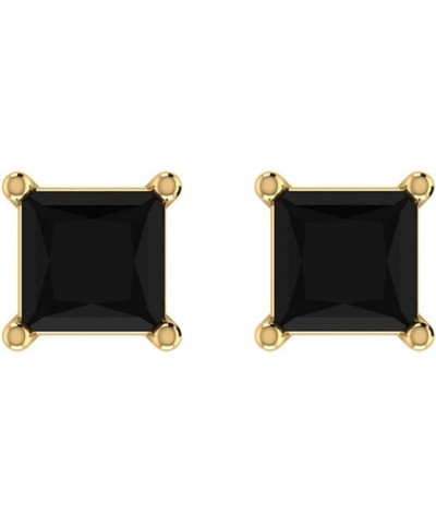 Black Diamond Stud Earrings for Women Men Princess Cut 14K Gold Gift Box Authenticity Cards Yellow Gold 1.0 carats $59.16 Ear...