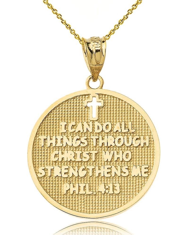 Philippians 4:13 | I Can Do All Things Through Christ Who Strengthens Me Pendant Necklace in Solid 14k Yellow Gold 18.0 Inche...