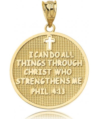 Philippians 4:13 | I Can Do All Things Through Christ Who Strengthens Me Pendant Necklace in Solid 14k Yellow Gold 18.0 Inche...