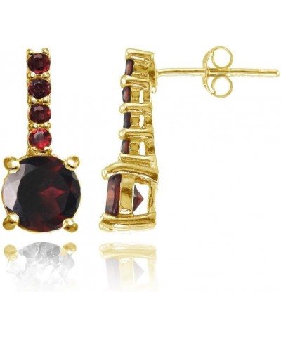 Sterling Silver Garnet 5-Stone Round Drop Earrings yellow-gold-flashed-silver $16.80 Earrings