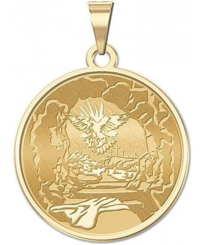 Easter Sunday (Empty Tomb) Round Religious Medal - 2/3 Inch Size of Dime, Solid 14K Yellow Gold $57.58 Pendants