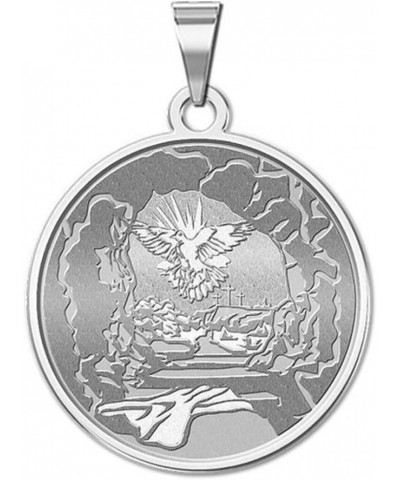 Easter Sunday (Empty Tomb) Round Religious Medal - 2/3 Inch Size of Dime, Solid 14K Yellow Gold $57.58 Pendants