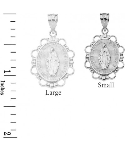 10k White Gold Miraculous Medal Of Blessed Virgin Mary Pendant Necklace (Small) 20.0 Inches $119.99 Necklaces