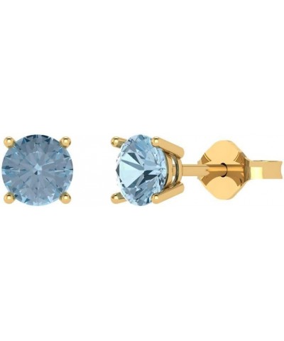 1.50 ct Brilliant Round Cut Solitaire VVS1 Natural Aquamarine Pair of Stud Earrings Solid 18K Yellow Gold Push Back $79.68 Ea...