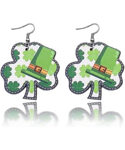 St. Patrick's Day Earrings Green Earrings Lucky Clover Earrings Rainbow Boot Hat Print Wooden Earrings Holiday Jewelry Access...