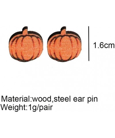 4 Pairs Cute Halloween Ghost Pumpkin Bat Stud Earrings Bulk Vampire Teeth Handmade Wooden Printed for Women Girls Funny Party...