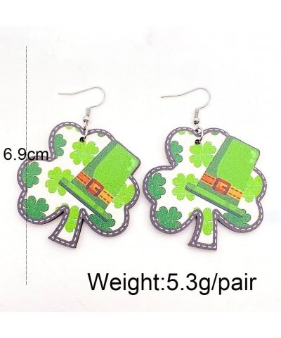 St. Patrick's Day Earrings Green Earrings Lucky Clover Earrings Rainbow Boot Hat Print Wooden Earrings Holiday Jewelry Access...