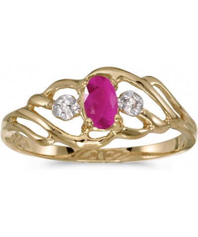 10k Yellow Gold Oval Ruby And Diamond Ring $39.60 Rings