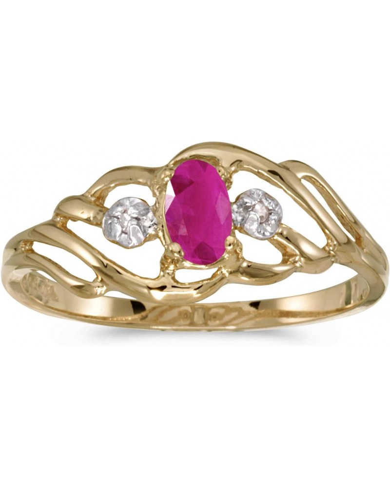 10k Yellow Gold Oval Ruby And Diamond Ring $39.60 Rings