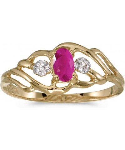 10k Yellow Gold Oval Ruby And Diamond Ring $39.60 Rings