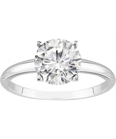 1/2-3/4 Carat Round Cut Natural Diamond Solitaire Engagement Ring 14K White Gold 4 Prong (H-I, I1, 0.5 c.t.w) Ideal Cut 7 Whi...