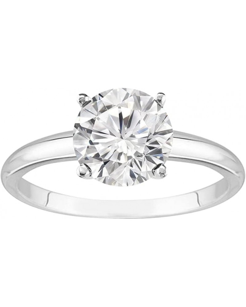 1/2-3/4 Carat Round Cut Natural Diamond Solitaire Engagement Ring 14K White Gold 4 Prong (H-I, I1, 0.5 c.t.w) Ideal Cut 7 Whi...