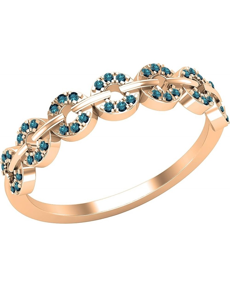 Round Diamond or Gemstone Seven Hollow Circle Outline Stackable Band for Women | Available in 10K/14K/18K Gold Blue Diamond i...