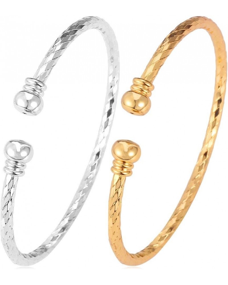 Simple Cuff Bracelet Set, 1 Gold + 1 Platinum $14.39 Bracelets