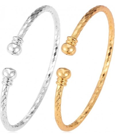 Simple Cuff Bracelet Set, 1 Gold + 1 Platinum $14.39 Bracelets