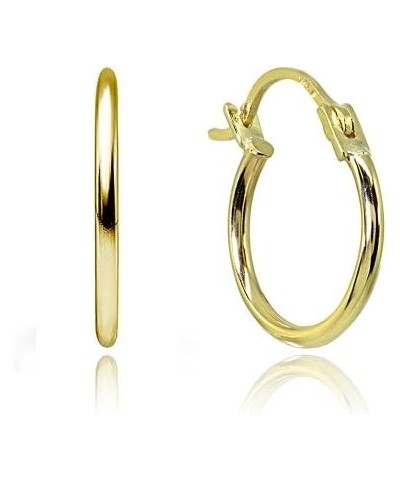 14K Gold High Polished 12mm Round Tiny Hoop Earrings For Men Women Polished Hoops $22.94 Earrings