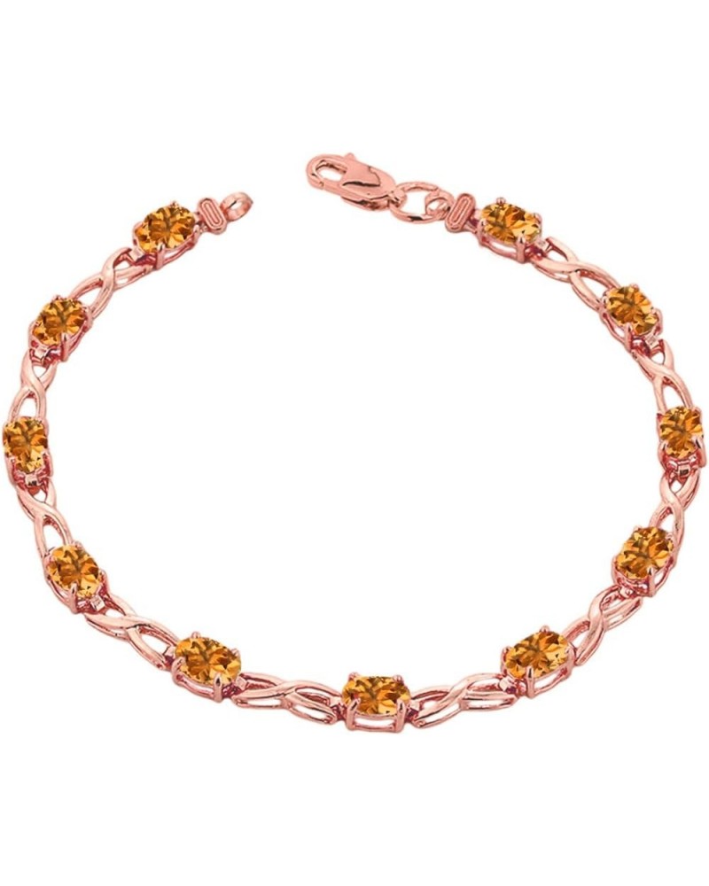 Elegant 14k Rose Gold Personalized Genuine Birthstone Infinity Bracelet 6.5 Inches Citrine $168.09 Bracelets