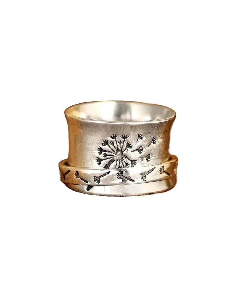 Dandelion Fidget Spinner Ring, Flower Fidget Ring, Anti Stress Ring, Anxiety Ring, Spinning Ring, Rotating Ring, Meditation R...