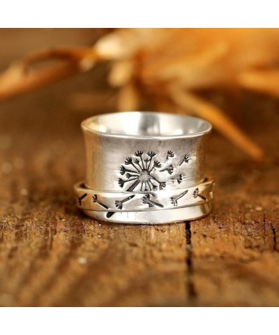 Dandelion Fidget Spinner Ring, Flower Fidget Ring, Anti Stress Ring, Anxiety Ring, Spinning Ring, Rotating Ring, Meditation R...