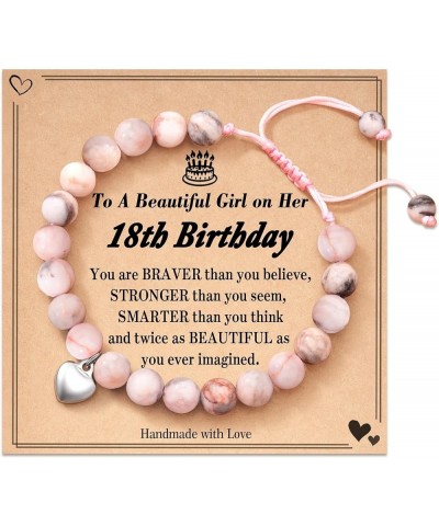 Happy Birthday Gifts for Her Him Natural Stone Heart Bracelet for 10th 11th 12th 13th 16th 18th 50th 60th 70th 80th 18th $7.5...